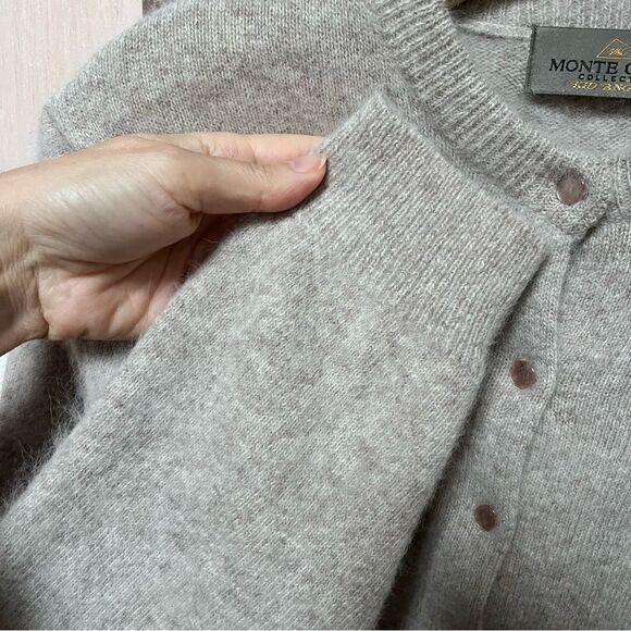 Monte Carlo Light Khaki Angora Wool Open Front Cardigan 38/L - Picture 7 of 16